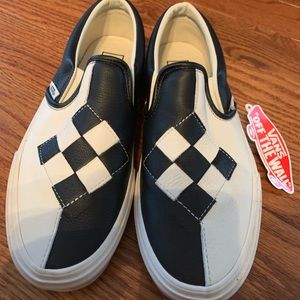 Black and white limited edition leather vans
